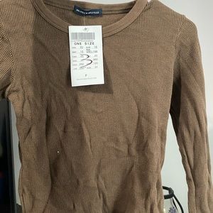 brand new brown brandy waffle long sleeve tee